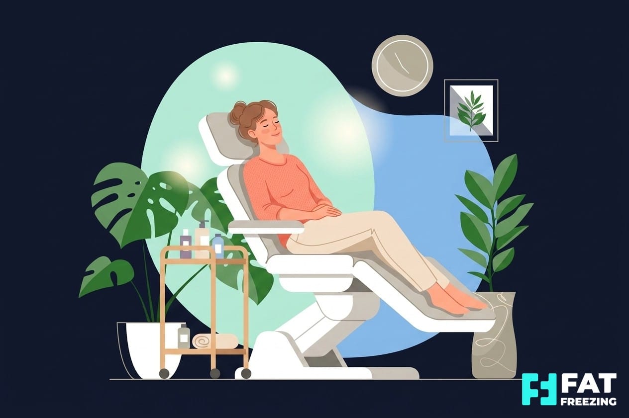 A relaxed client in a modern aesthetic clinic considering body contouring options