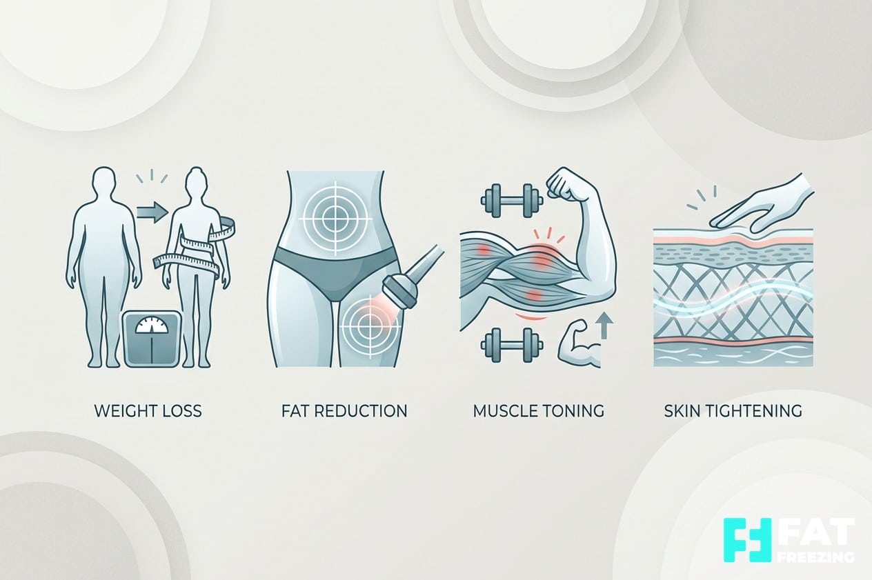 Illustration showing the four pillars of modern body contouring
