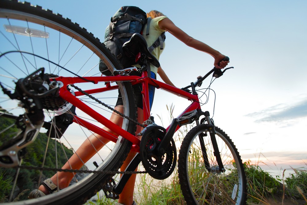 Person backpack bike